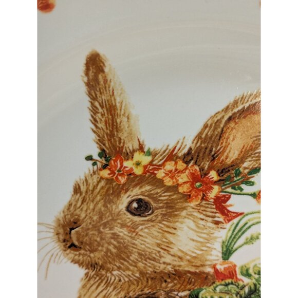 Pier 1 Lilly Easter Bunny Rabbit Salad Plates 8.5" Retired Collectible Set Of 4 - Picture 3 of 8